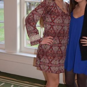 red dress with white lace detail
